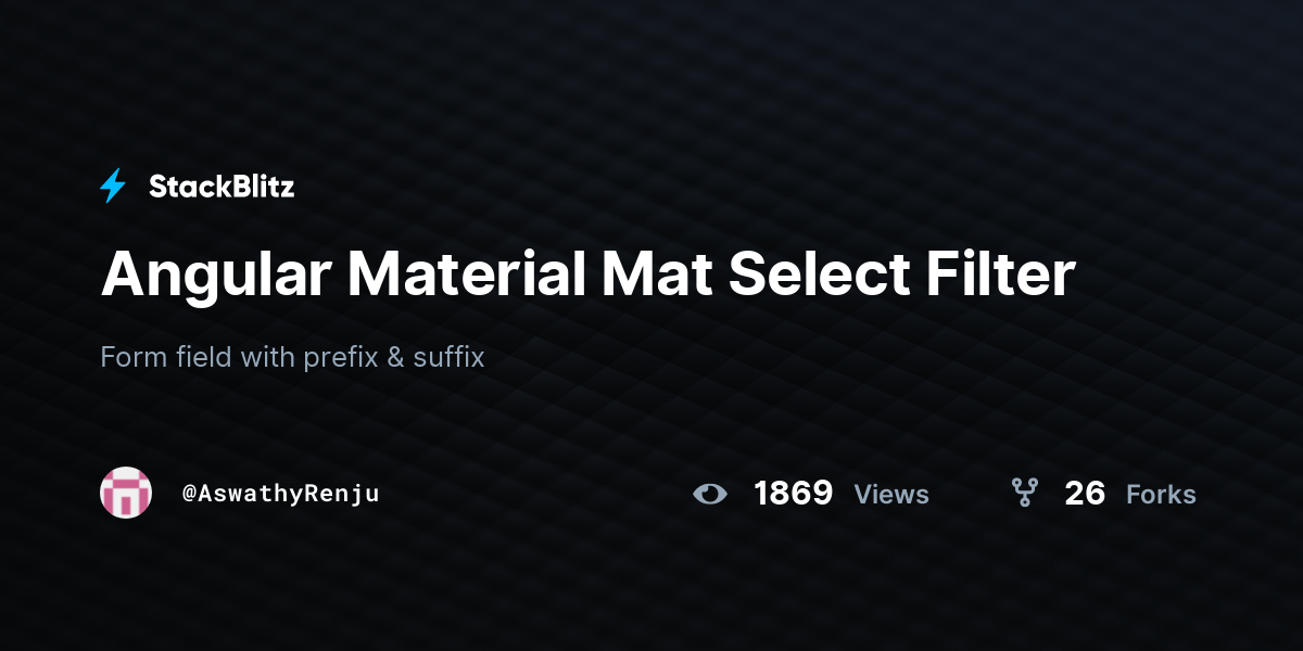 Angular Material Mat Select Filter StackBlitz