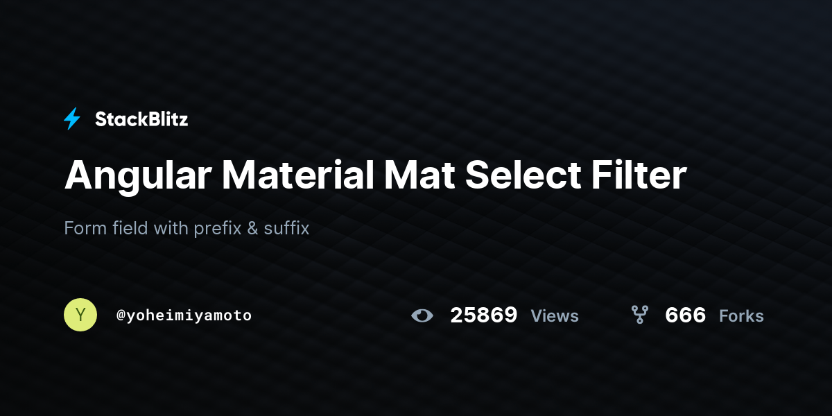 Angular Material Mat Select Filter StackBlitz