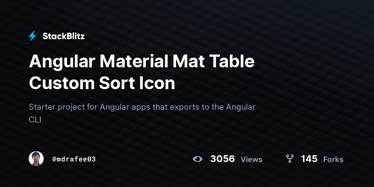 Angular Material Mat Table Custom Sort Icon StackBlitz