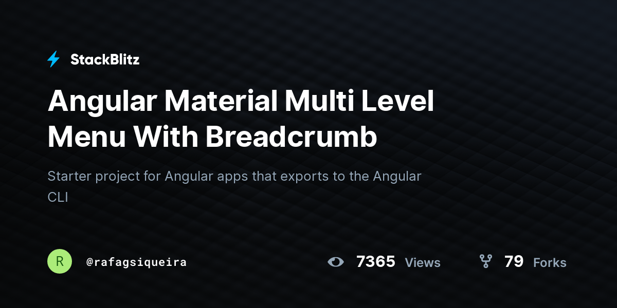 Angular Material Multi Level Menu With Breadcrumb StackBlitz