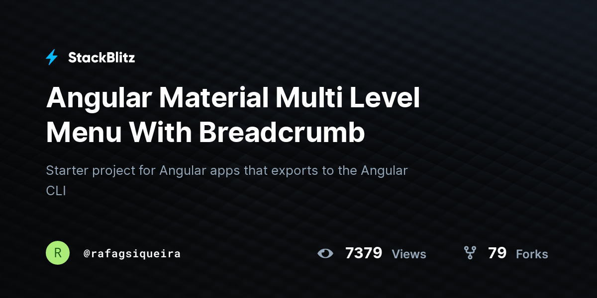 Angular Material Multi Level Menu With Breadcrumb StackBlitz