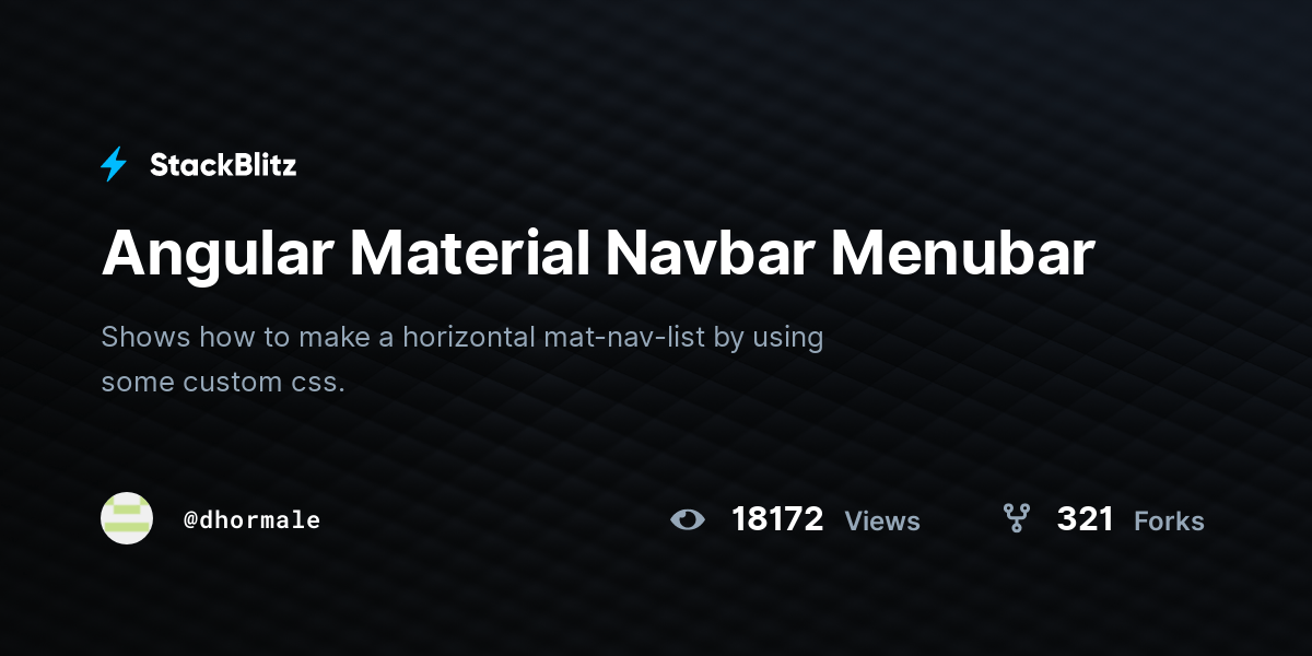 Angular Material Navbar Menubar StackBlitz