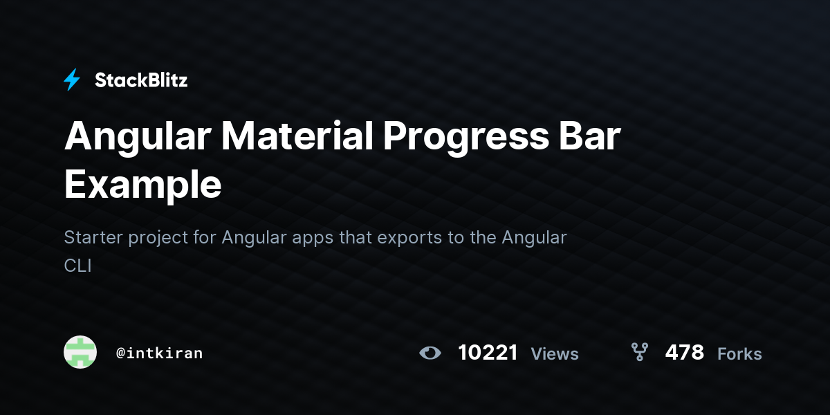 Angular Material Progress Bar Example StackBlitz