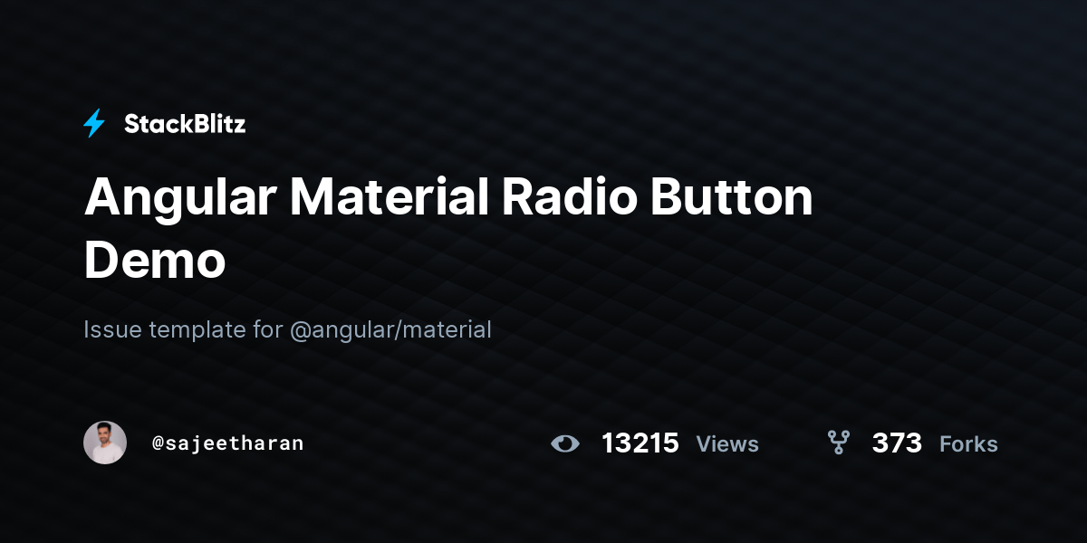 Angular Material Radio Button Demo StackBlitz