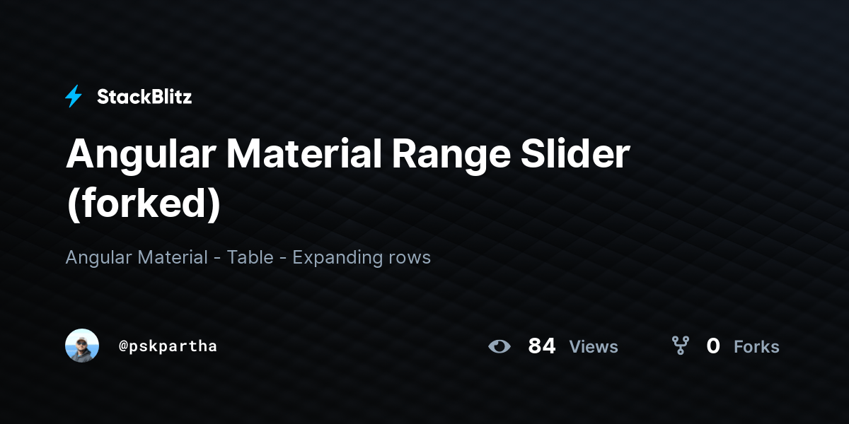 Angular Material Range Slider (forked) StackBlitz
