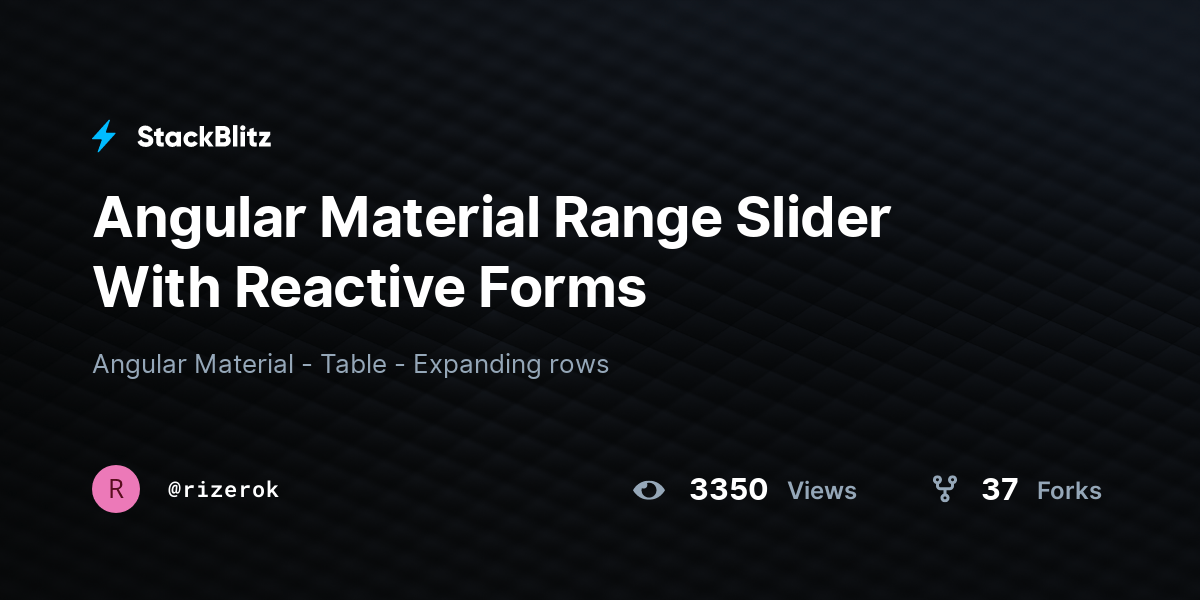 Angular Material Range Slider With Reactive Forms StackBlitz