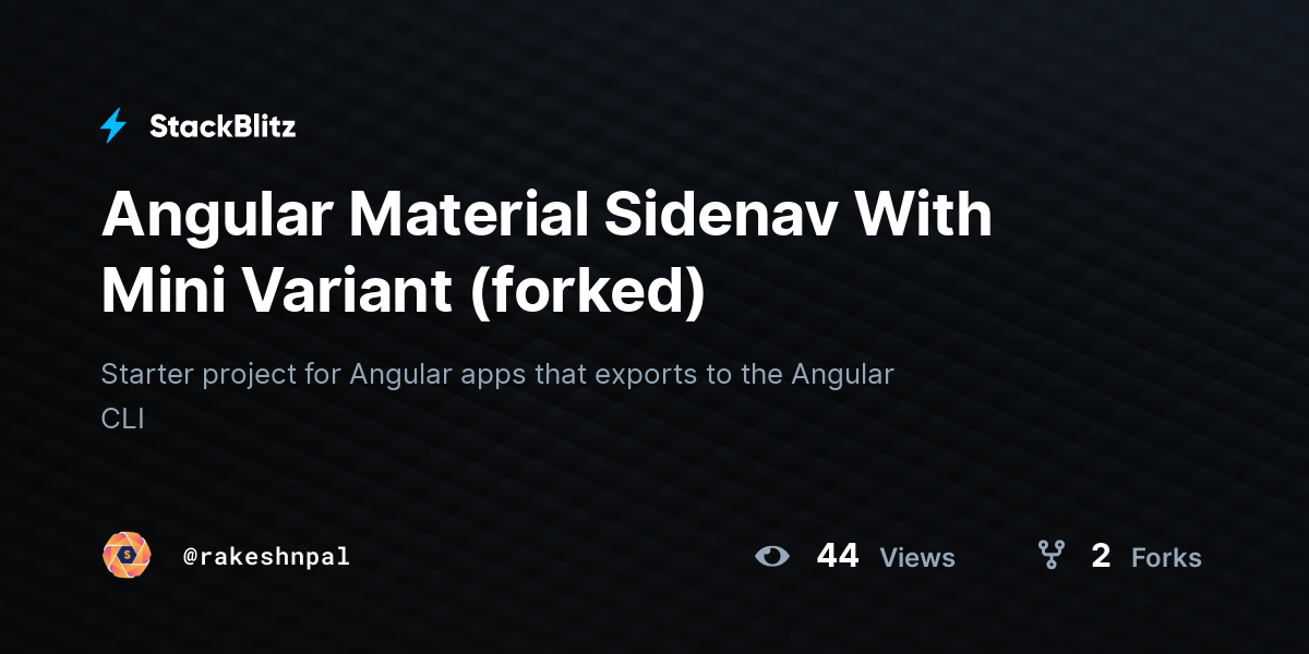 Angular Material Sidenav With Mini Variant (forked) StackBlitz