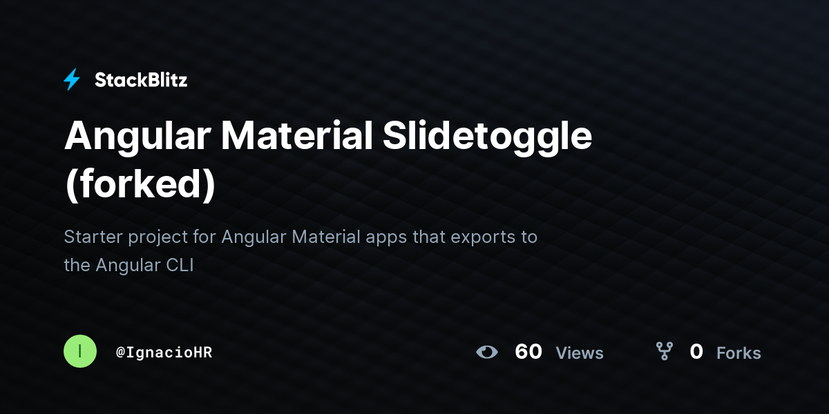 Angular Material Slidetoggle (forked) StackBlitz