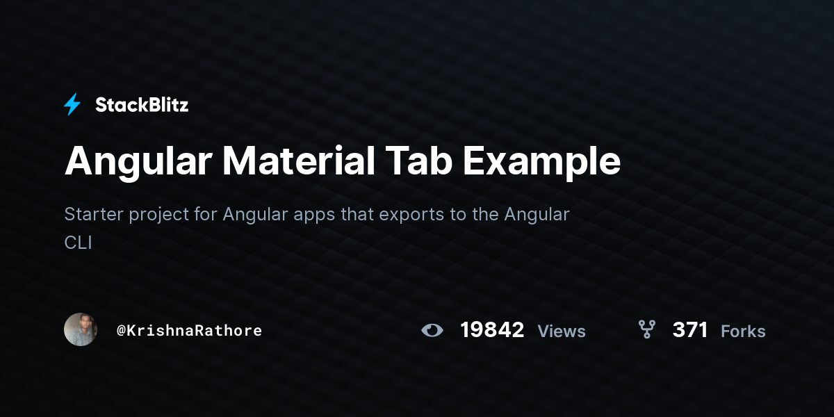 Angular Material Tab Example StackBlitz