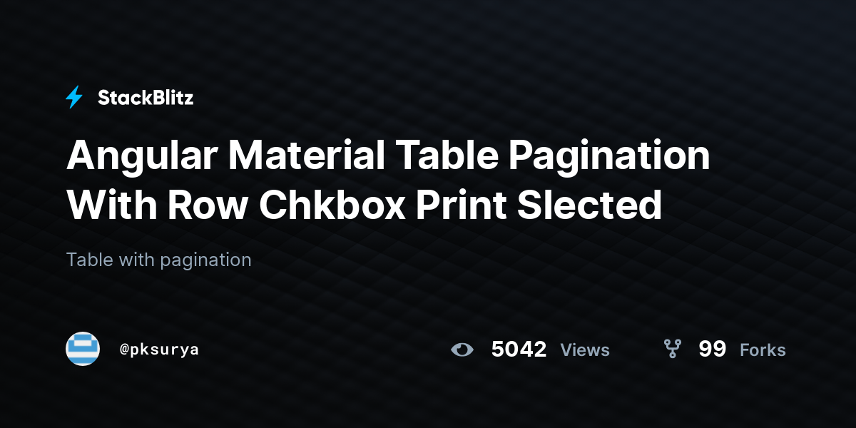 Angular Material Table Pagination With Row Chkbox Print Slected