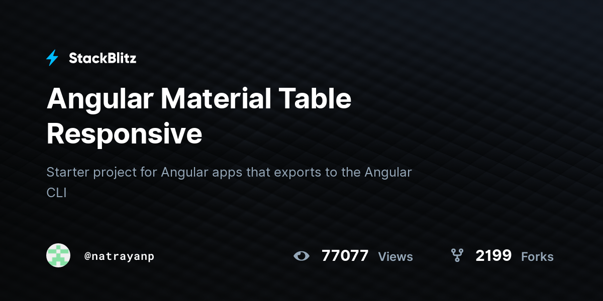 Angular Material Table Responsive StackBlitz