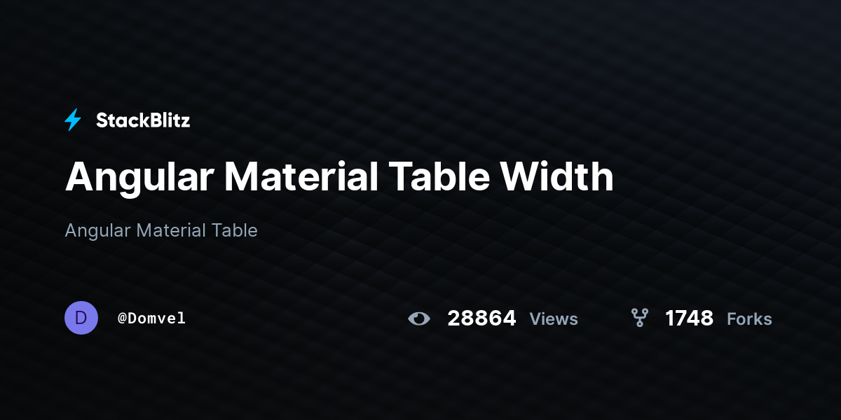 Angular Material Table Width StackBlitz