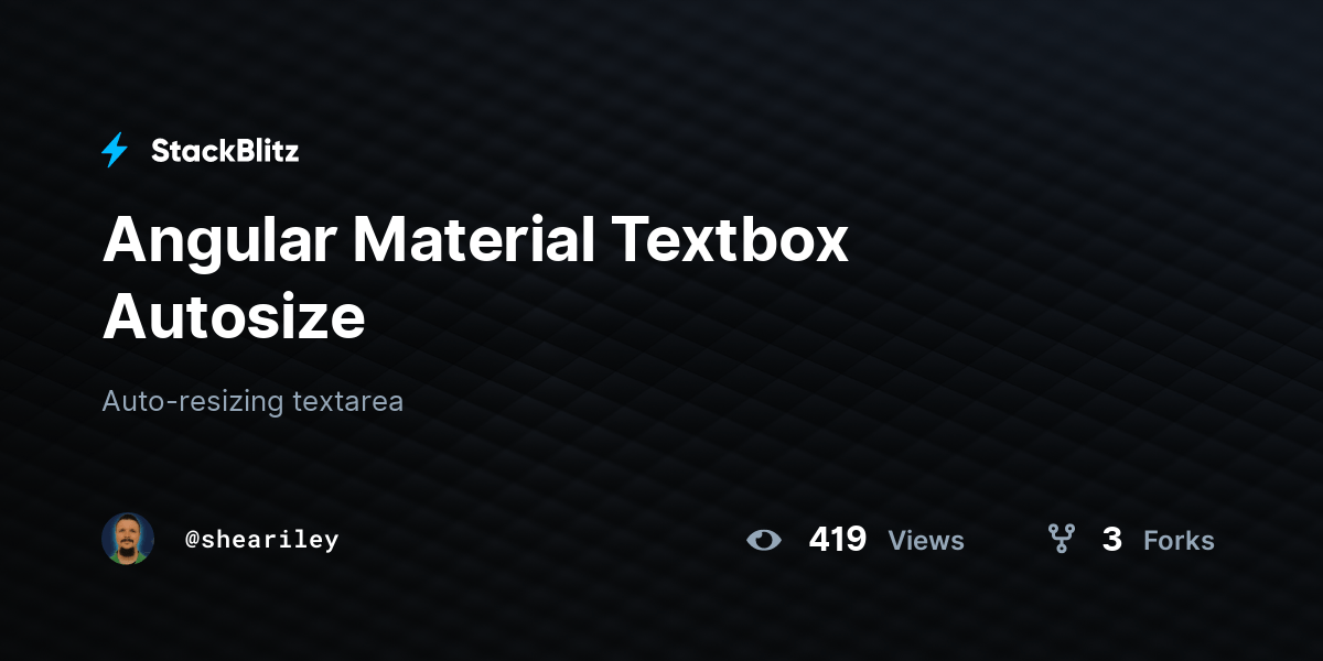 Angular Material Textbox Autosize StackBlitz