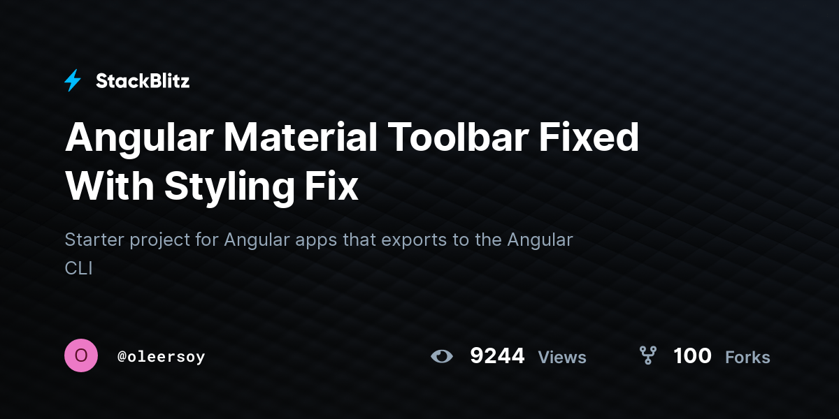 Angular Material Toolbar Fixed With Styling Fix StackBlitz