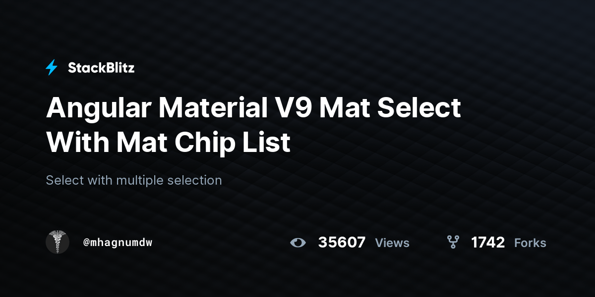 Angular Material V9 Mat Select With Mat Chip List StackBlitz