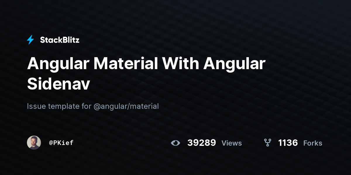 Angular Material With Angular Sidenav StackBlitz