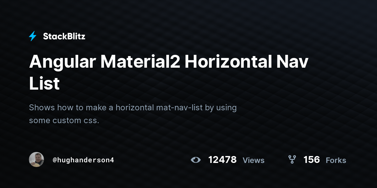 Angular Material2 Horizontal Nav List StackBlitz