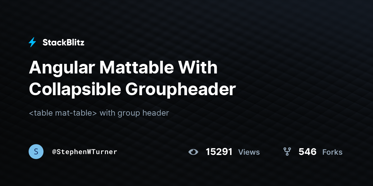 Angular Mattable With Collapsible Groupheader StackBlitz
