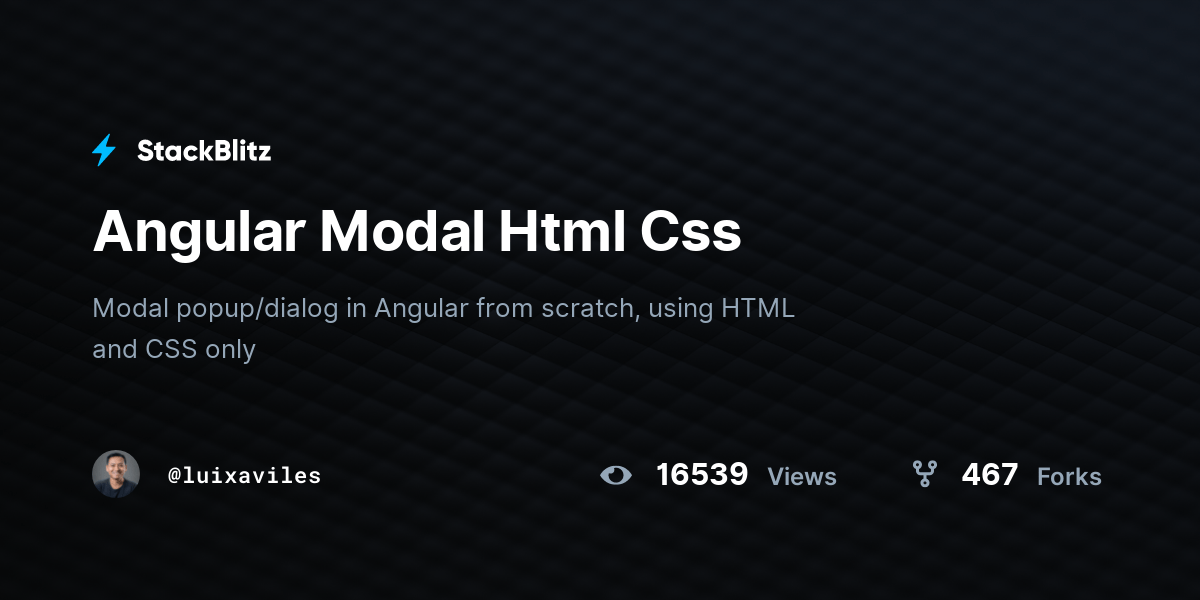 Angular Modal Html Css StackBlitz