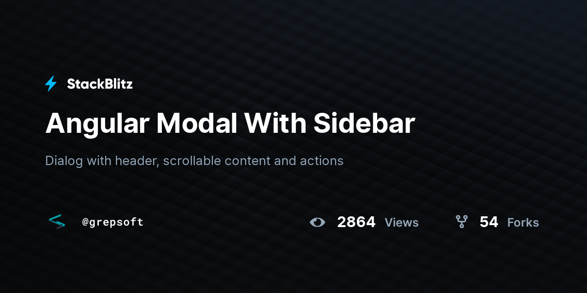 Angular Modal With Sidebar StackBlitz