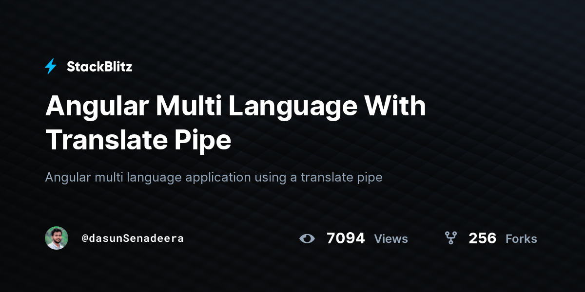 Angular Multi Language With Translate Pipe StackBlitz