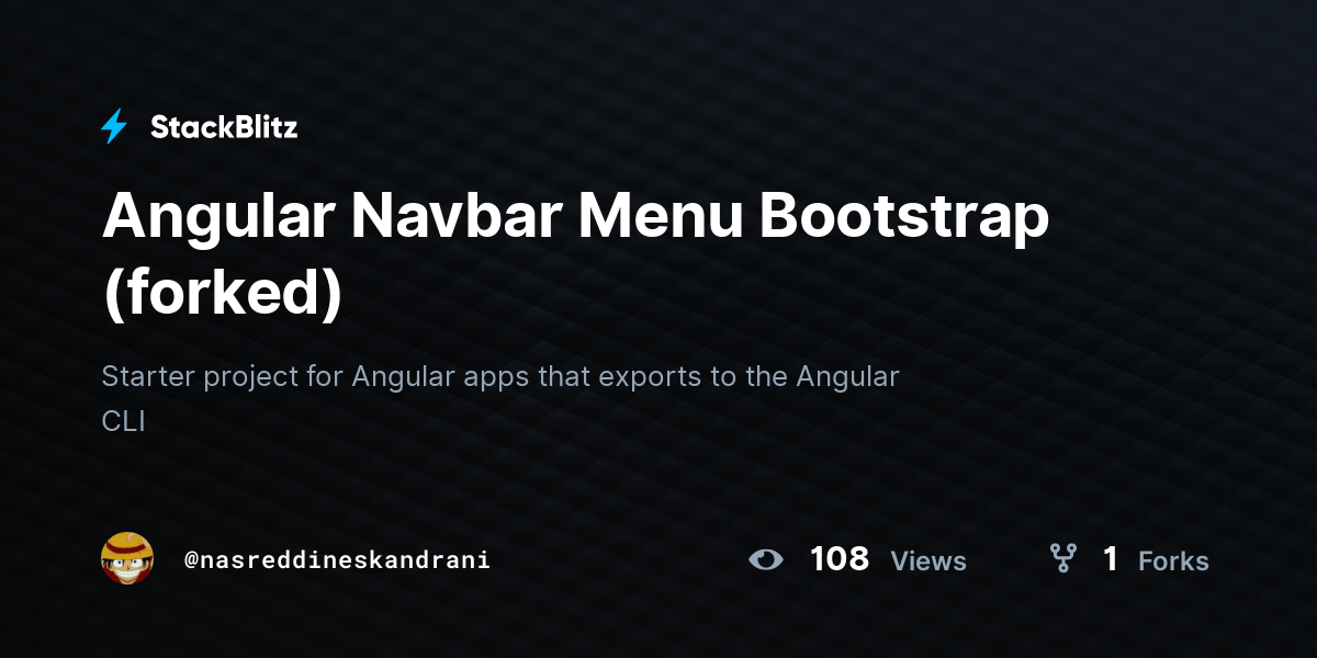 Angular Navbar Menu Bootstrap (forked) StackBlitz