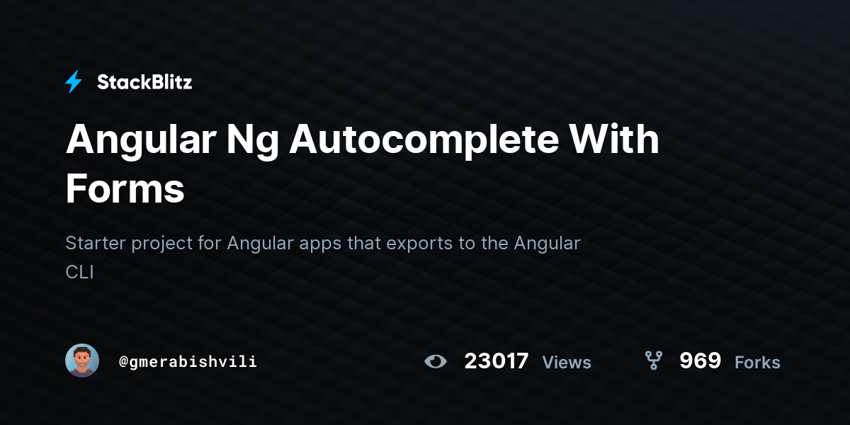 Angular Ng With Forms StackBlitz
