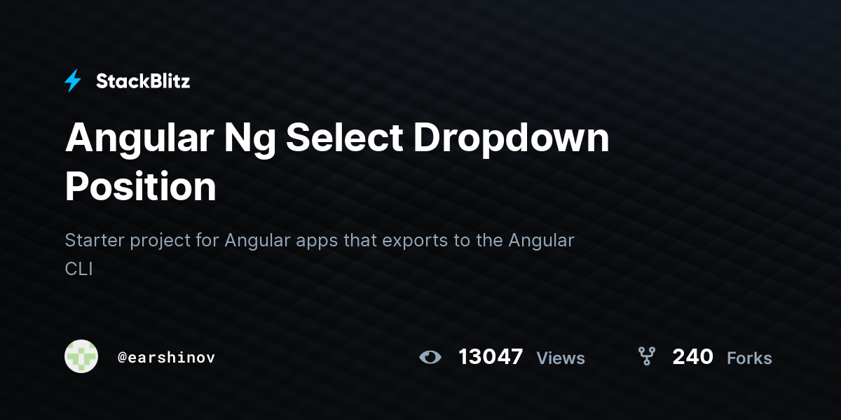 Angular Ng Select Dropdown Position StackBlitz