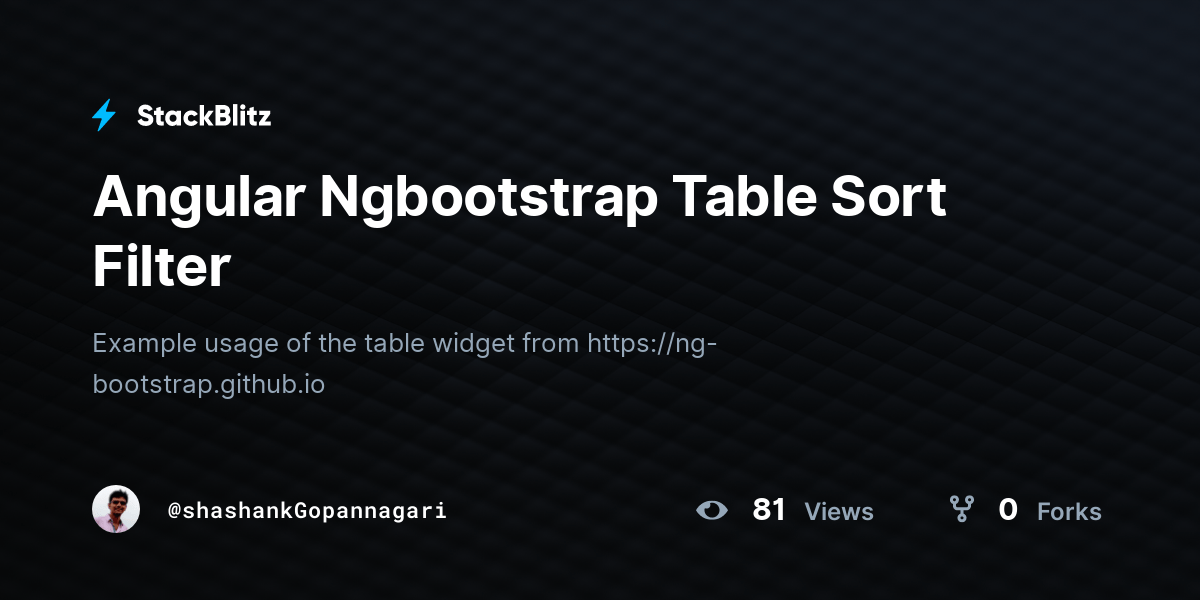 Angular Ngbootstrap Table Sort Filter StackBlitz