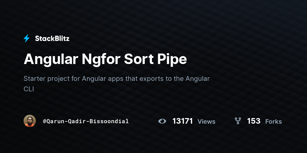 Angular Ngfor Sort Pipe StackBlitz
