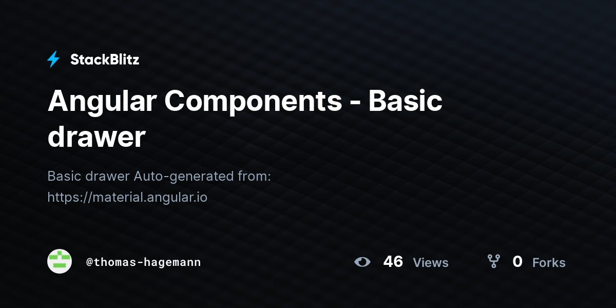 Angular Components Basic drawer StackBlitz