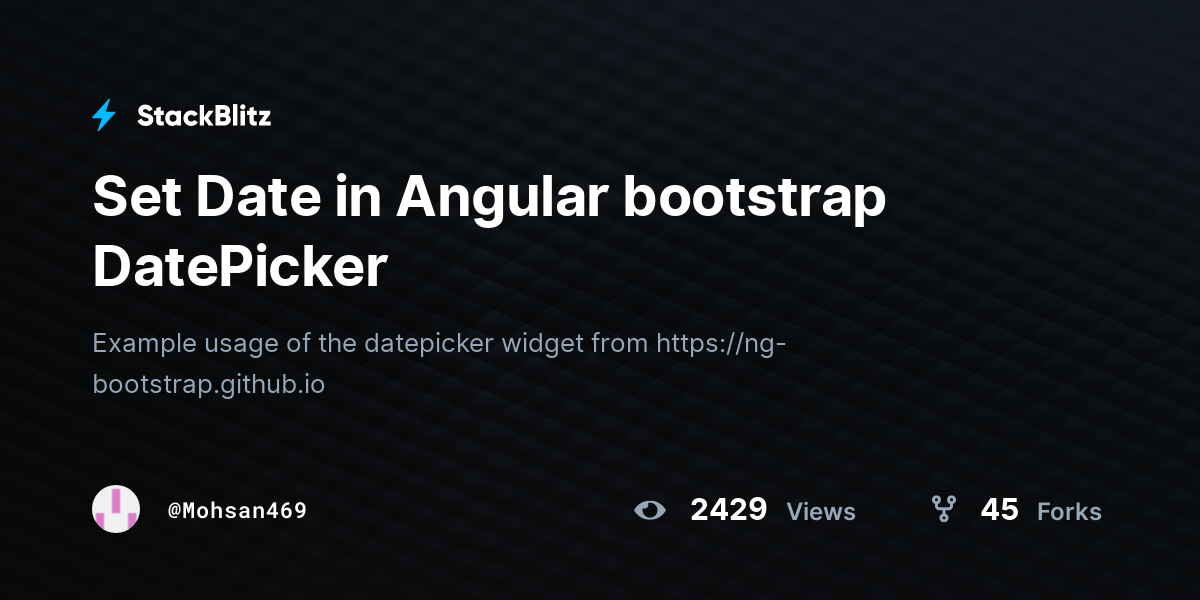 Set Date in Angular bootstrap DatePicker StackBlitz