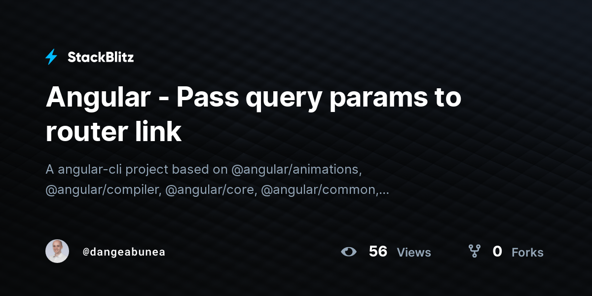 Angular Pass query params to router link StackBlitz