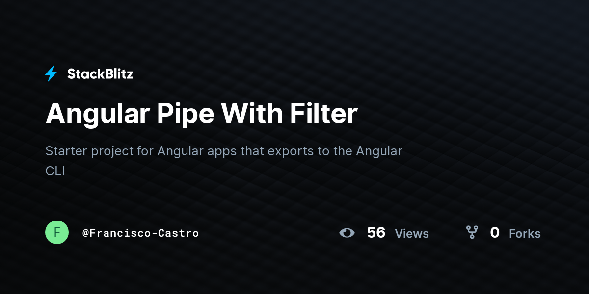 Angular Pipe With Filter StackBlitz