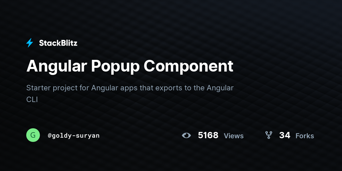 Angular Popup Component StackBlitz