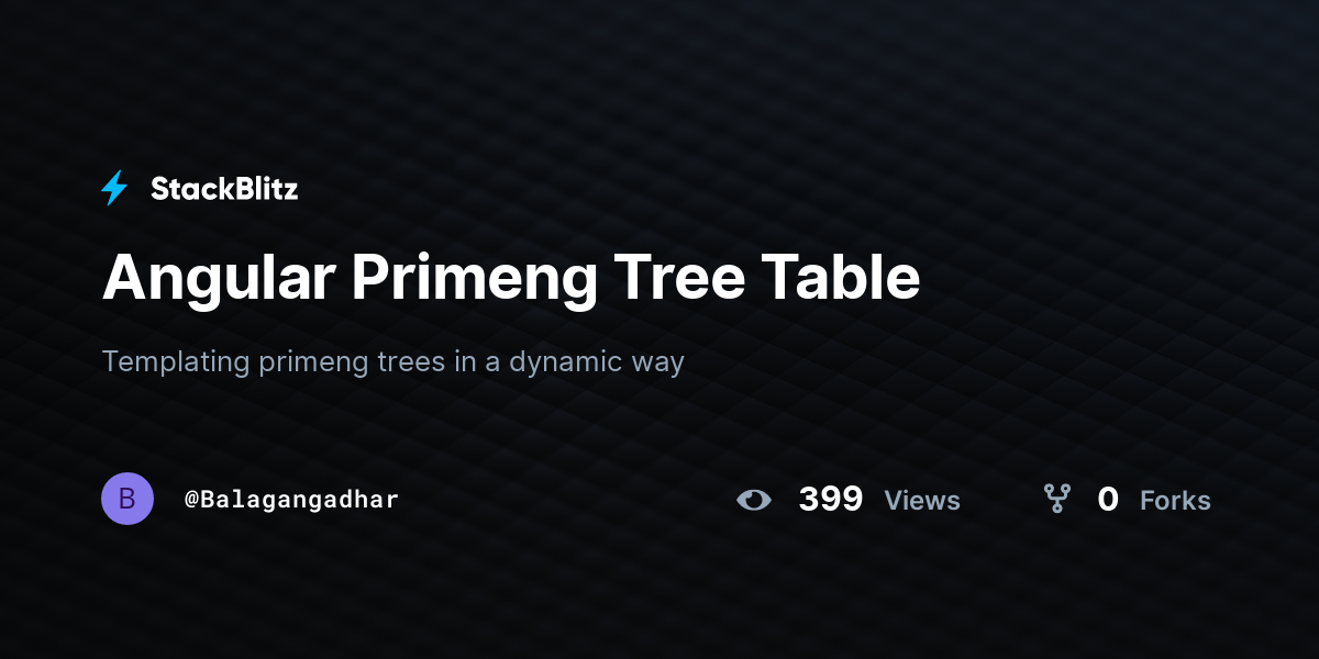 Angular Primeng Tree Table StackBlitz