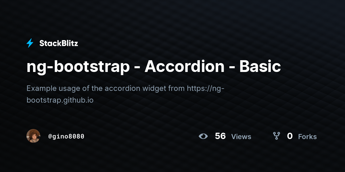 ngbootstrap Accordion Basic StackBlitz