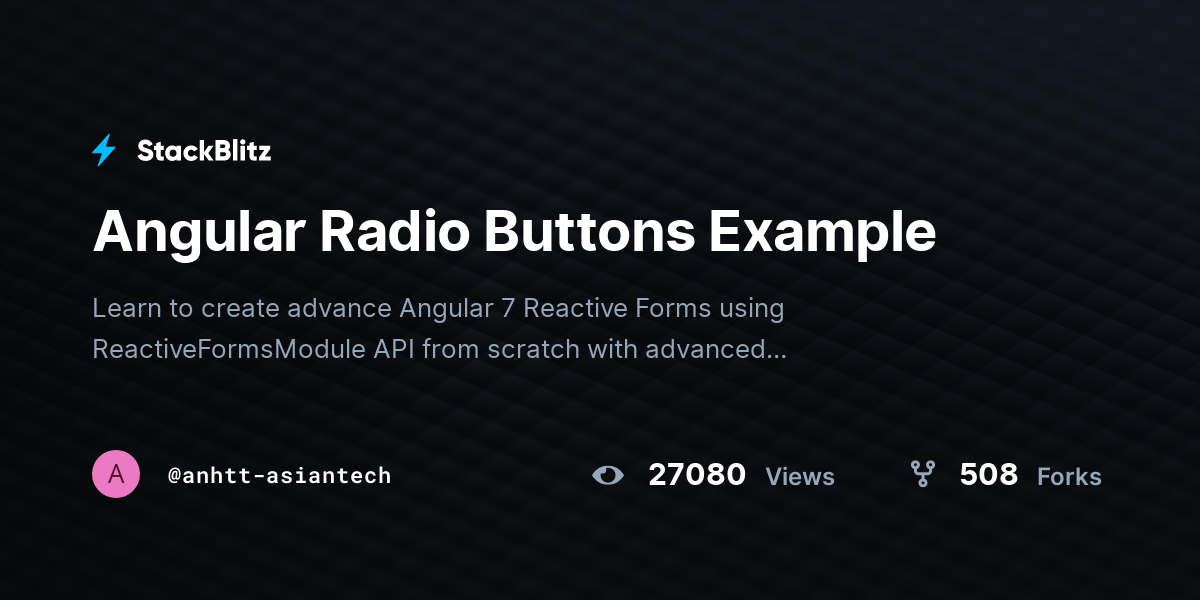 Angular Radio Buttons Example StackBlitz