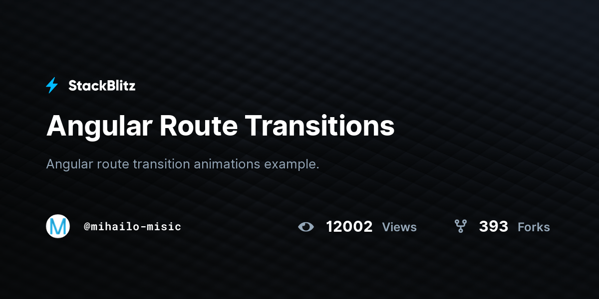 Angular Route Transitions StackBlitz
