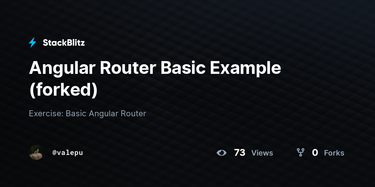 Angular Router Basic Example (forked) StackBlitz