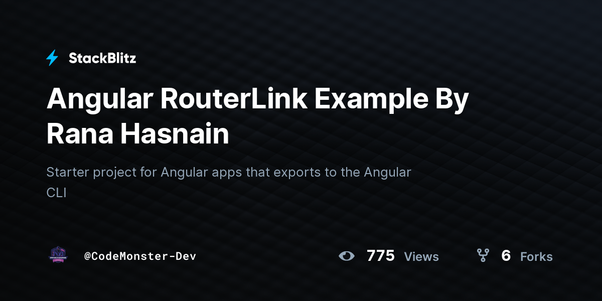 Angular RouterLink Example By Rana Hasnain StackBlitz
