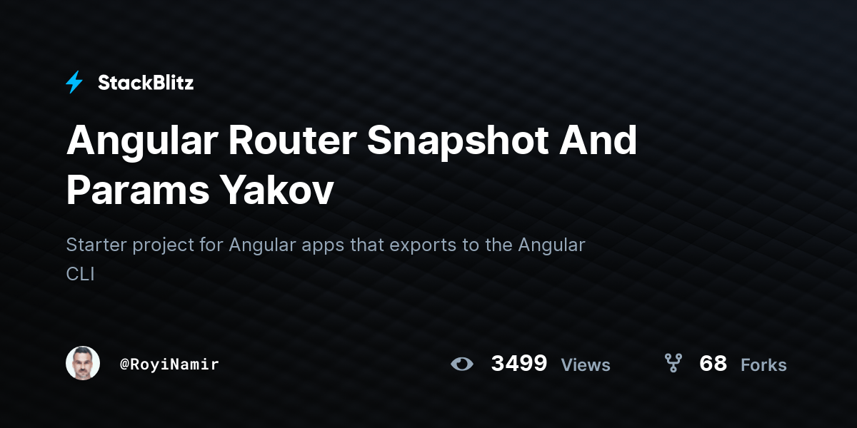 Angular Router Snapshot And Params Yakov StackBlitz