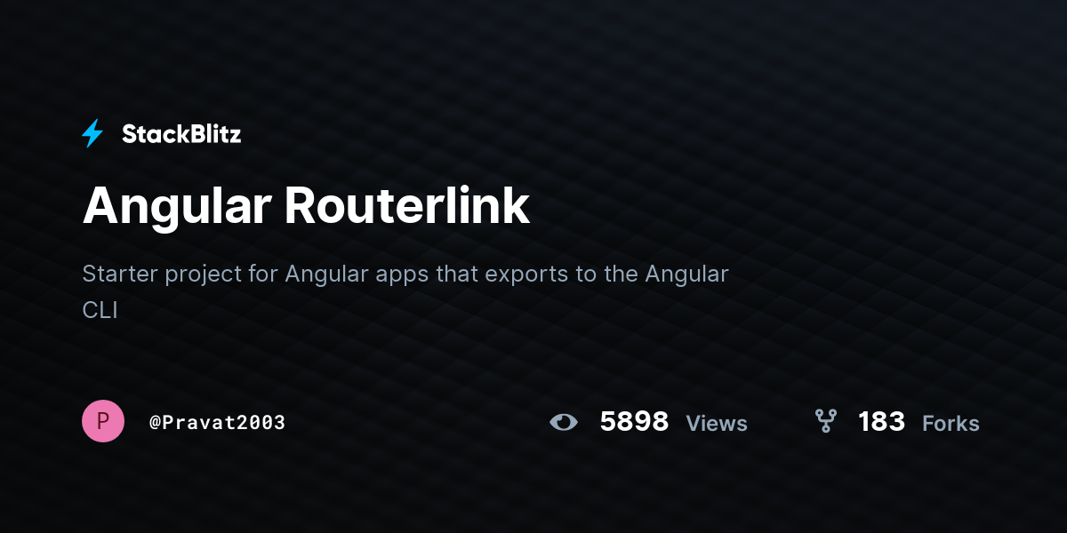 Angular Routerlink StackBlitz