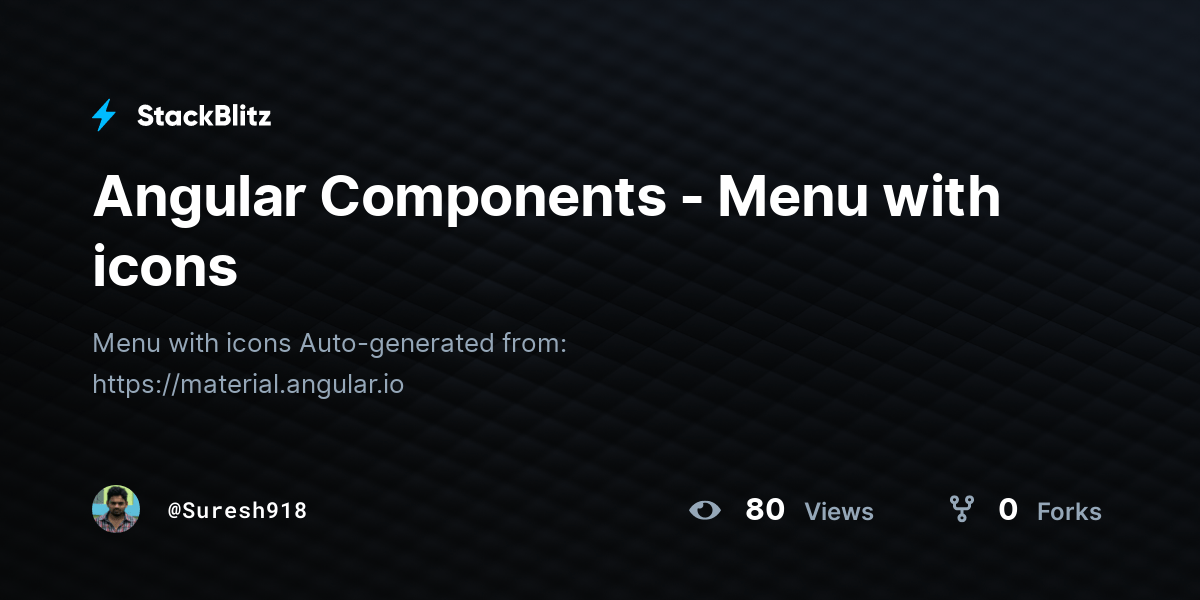 Angular Components Menu with icons StackBlitz