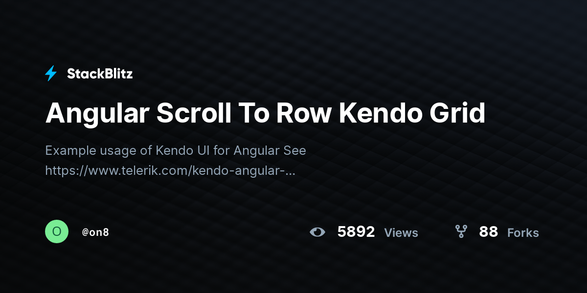 Angular Scroll To Row Kendo Grid StackBlitz