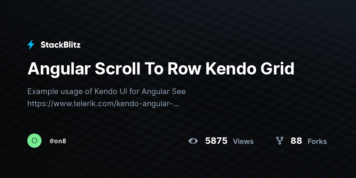 Angular Scroll To Row Kendo Grid StackBlitz