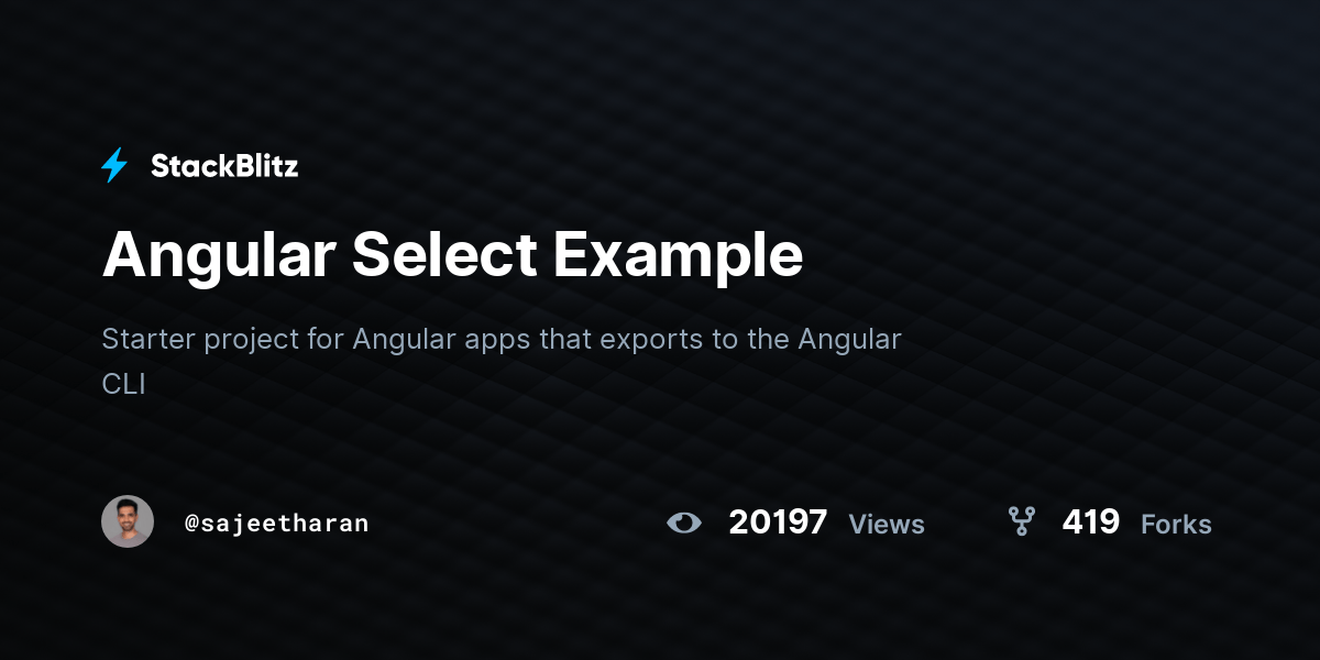 Angular Select Example StackBlitz