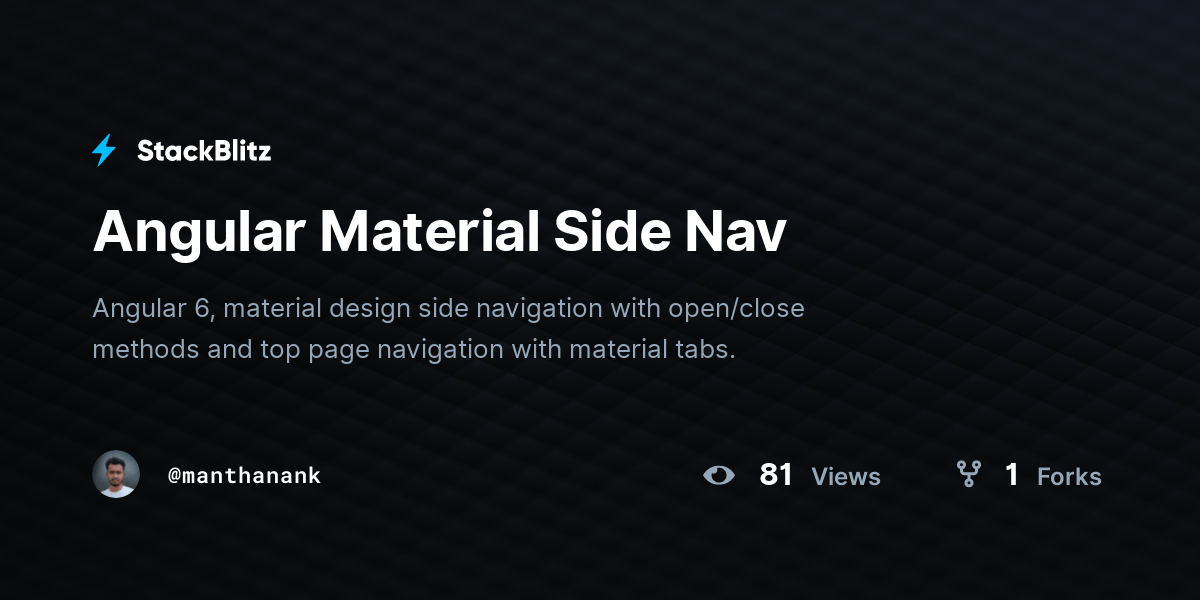 Angular Material Side Nav StackBlitz