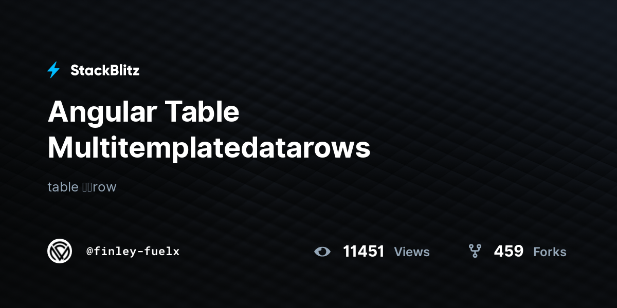 Angular Table Multitemplatedatarows StackBlitz