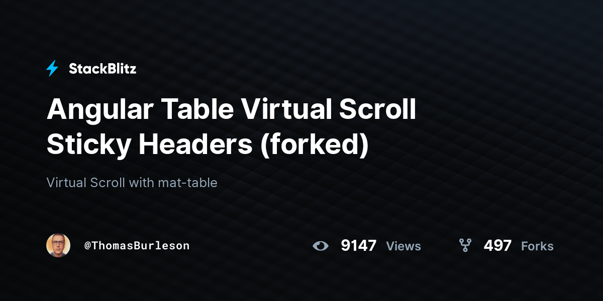Angular Table Virtual Scroll Sticky Headers (forked) StackBlitz